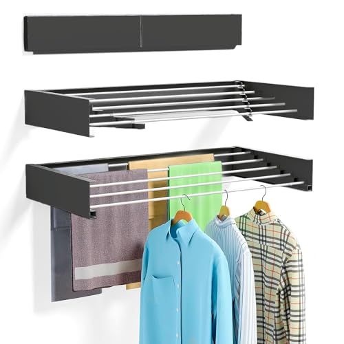 Tendedero de Pared Plegable 80cm Negro Premiun