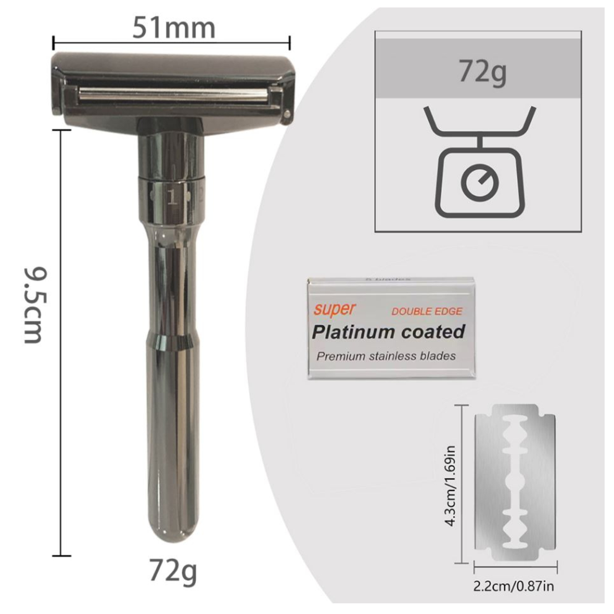Afeitadora Imperial de Latón Premium + Cuchillas doble filo (10uni)