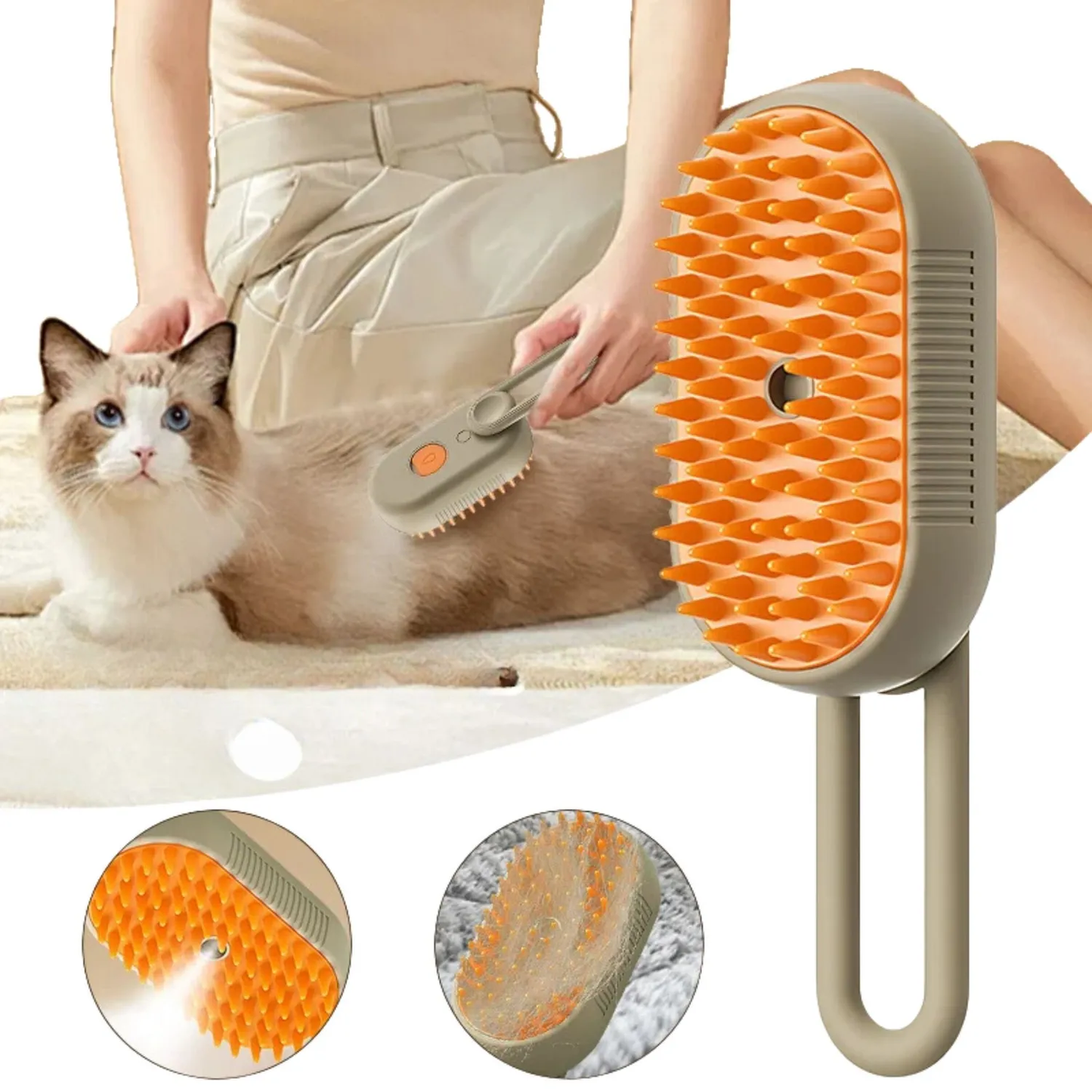 Cepillo a Vapor 4 en 1 para Mascotas – Edición Pet Grooming Pro